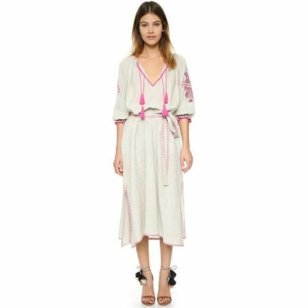 Ulla Johnson Sofia Flax Boho Chic Embroidered Mid… - image 1